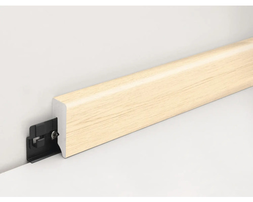 Plinthe en bois avec clip de fixation