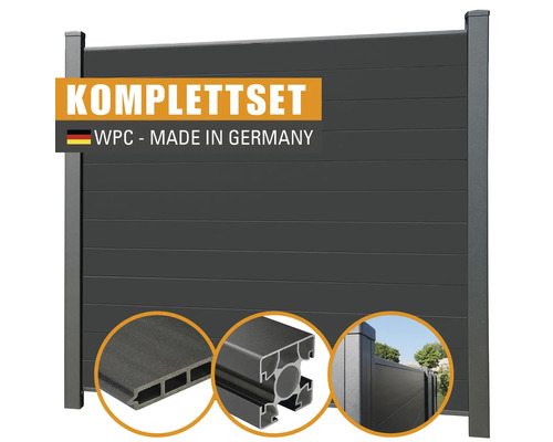 Clôture brise-vue kovalex Premium module de base construction modulaire avec 2 poteaux 188 x 178 cm anthracite