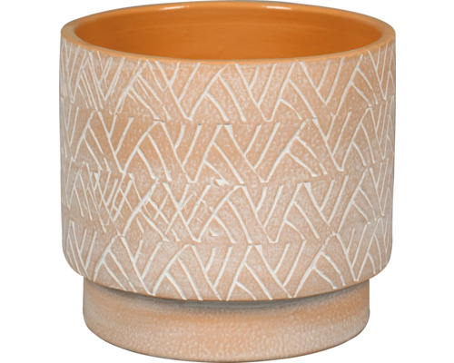 Pot de fleurs Passion for Pottery grès cérame rayures 20 x 20 x 18 cm orange