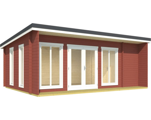 Holzgartenhaus mit Fenstern und Doppeltür