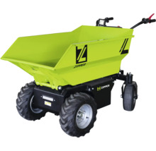 Motorisierte Schubkarre mit Mulde und vier Rädern