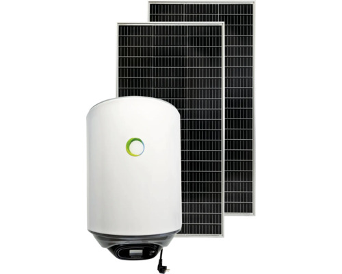 Installation solaire avec chauffe-eau et capteurs solaires