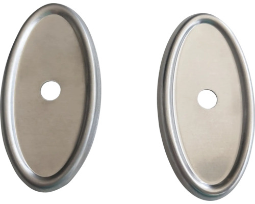 Zwei ovale Rosetten aus Metall mit Loch