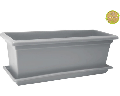 Jardinière rectangulaire avec soucoupe en plastique recyclé