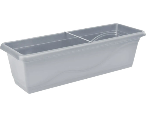 Jardinière rectangulaire grise en plastique avec support