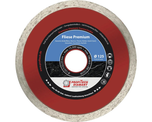 Disque à tronçonner diamanté Profitech Diamant Premium Ø 115x22,23 mm Disque diamant Premium pour carrelage 125 millimètres