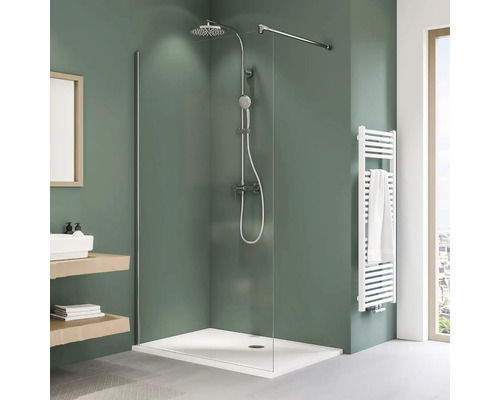 Paroi de douche à l'italienne Breuer Entra 140 cm verre transparent profilé couleur argent Paroi de douche à l'italienne Breuer Entra 140 cm verre transparent profilé couleur argent