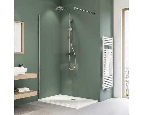 Paroi de douche à l'italienne Breuer Entra 140 cm verre transparent profilé couleur argent