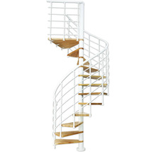 Pertura Spindeltreppe Koralia Buche Leimholz Ø 160 cm Weiß 11 Stufen 12 Steigungen