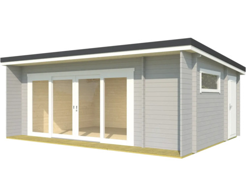 Abri de jardin avec porte coulissante, fenêtre et porte secondaire