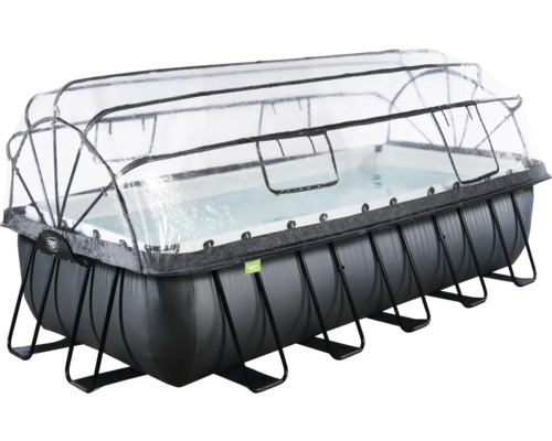 Piscine rectangulaire avec couverture transparente