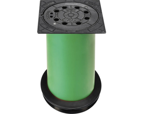 Couvercle de puits télescopique avec aération DN 315 mm classe de charge D 400 avec tube vert
