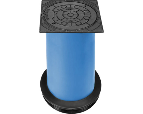 Couvercle de puits télescopique sans aération DN 315 mm classe de charge B 125 avec tube bleu