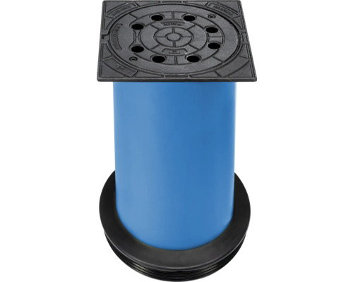 Couvercle de puits télescopique avec aération DN 315 mm classe de charge B 125 avec tube bleu