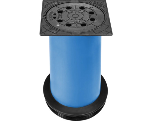 Couvercle de puits télescopique avec aération DN 315 mm classe de charge D 400 avec tube bleu