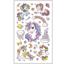 Aufkleberbogen mit verschiedenen Einhorn Motiven