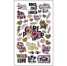 Planche d''autocollants avec des motifs sur le thème du Girl Power