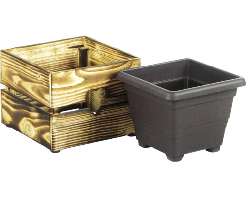 Blumenkasten aus Holz und Kunststoff