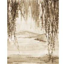 Illustration d''un paysage avec des saules pleureurs