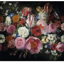Nature morte avec bouquet de tulipes, roses, coquelicots et autres fleurs
