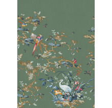 Papier peint avec motif d''oiseaux et de plantes