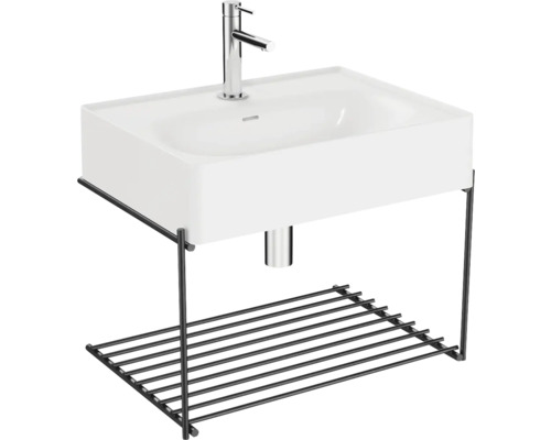 Kit vasque pour meuble VitrA Equal 60 x 45 cm blanc brillant avec grille de support noir mat 64082