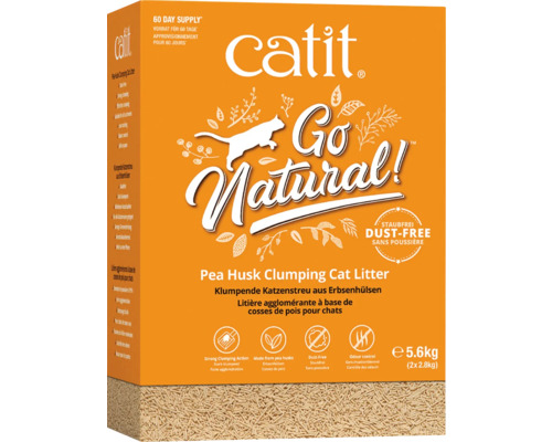 Litière pour chat Catit vanille 2x2,8kg, litière agglomérante à base de cosses de pois