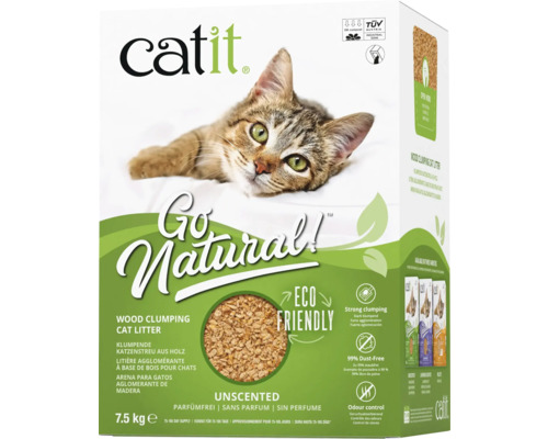 Litière pour chat Catit 7,5kg, litière agglomérante à base de bois, sans parfum