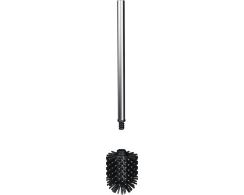Brosse de toilette avec manche en métal et tête de brosse noire