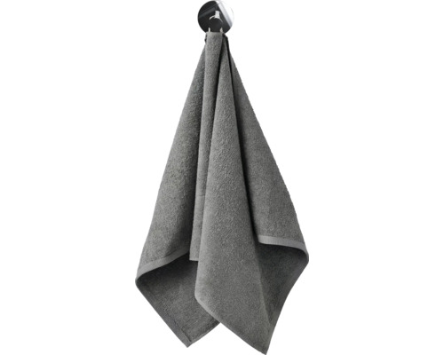 Graues Gästehandtuch aus Baumwolle am Haken