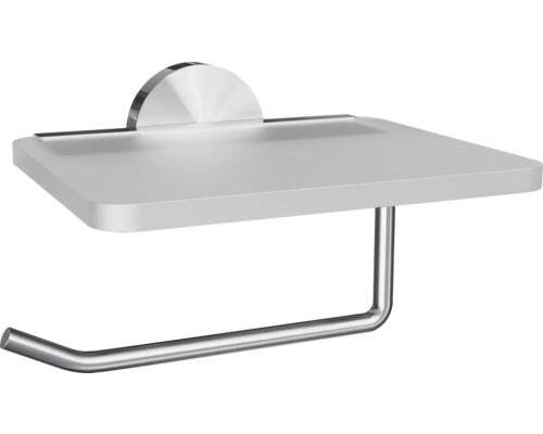 Dérouleur de papier toilette REIKA SAKU avec tablette acier inoxydable brossé Support papier toilette avec étagère en métal