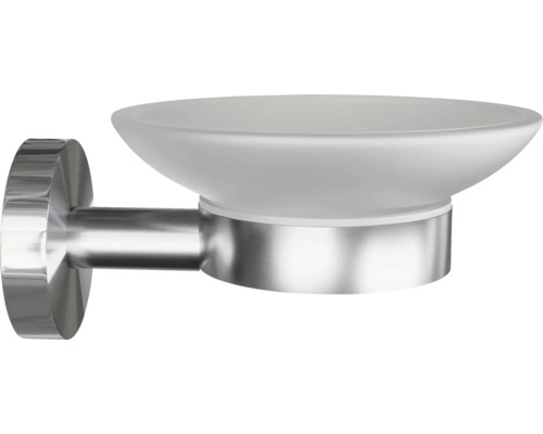Seifenschale zur Wandmontage aus Metall und Glas