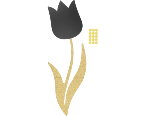 Ardoise et tableau en liège en forme de tulipe avec épingles de suspension et stylo craie-0