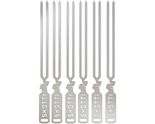 Pic à brochettes pour barbecue SKOTTI Pikes acier inoxydable 6 pièces Six brochettes de barbecue en métal de Skotti