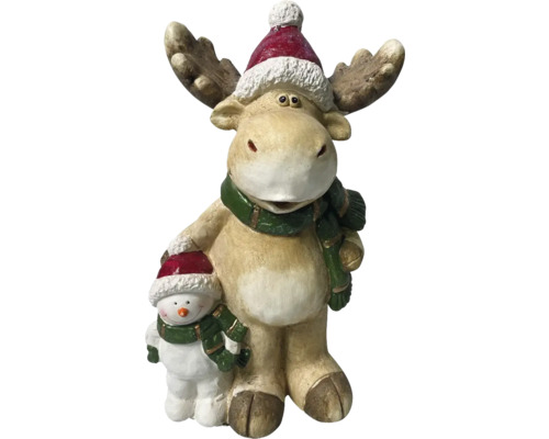 Décoration Renne avec bonhomme de neige h 45 cm Décoration Renne avec bonhomme de neige h 45 cm