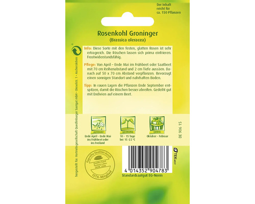 Rosenkohl Groninger Saatgutpackung