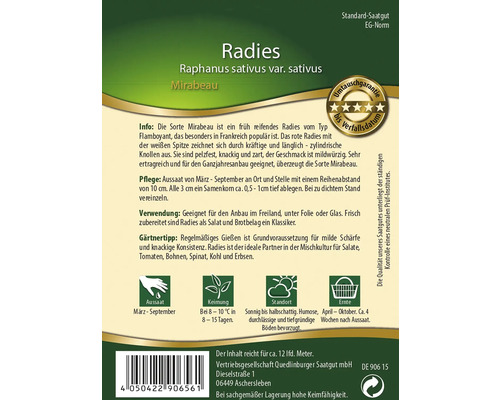 Radieschen Mirabeau Samenpackung