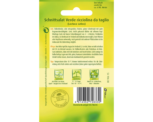 Samenpackung Schnittsalat Verde ricciolina da taglio