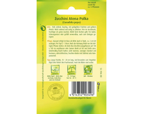Samensamen der Zucchini Atena Polka