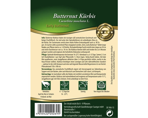 Butternut Kürbis Saatgutpackung