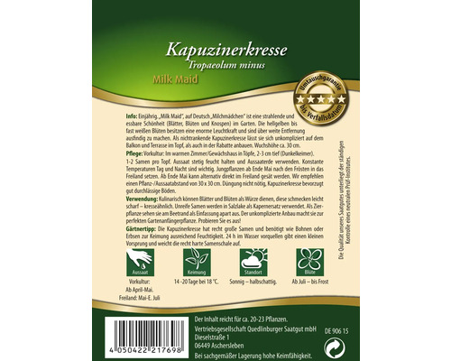 Samenpackung Kapuzinerkresse Milk Maid
