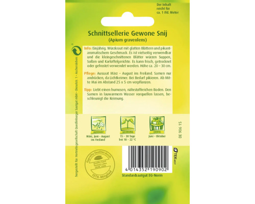 Samenpackung Schnittsellerie Gewone Snij