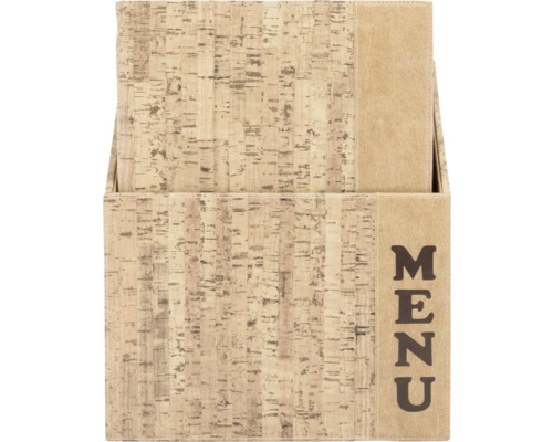 Présentoir de cartes de menu en liège avec impression de menu