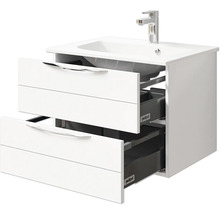 Badmöbel-Set Pelipal Sunline 300 BxHxT 67 x 49,9 x 48 cm Frontfarbe weiß hochglanz Badmöbelset 2-teilig mit Waschtisch Mineralmarmor