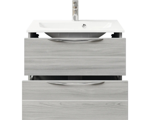 Meuble sous-lavabo avec deux tiroirs, lavabo et robinet
