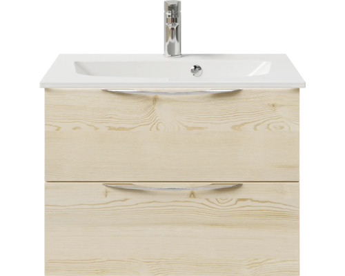 Meuble de salle de bains 2 pièces Pelipal Sunline 300 67 x 49,9 x 48 cm façade chêne décor bois avec vasque en marbre minéral