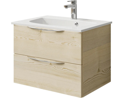 Meuble sous-lavabo avec deux tiroirs, lavabo et robinet
