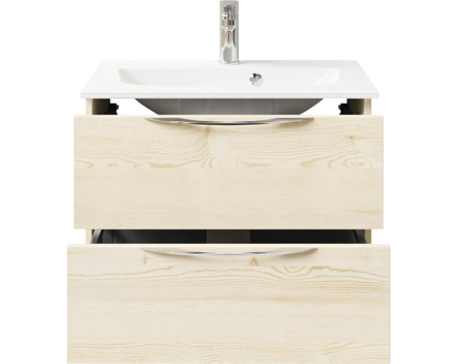 Meuble sous-lavabo avec deux tiroirs, lavabo et robinetterie