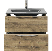 Waschtischunterschrank mit Waschbecken und zwei Schubladen im Holzdesign