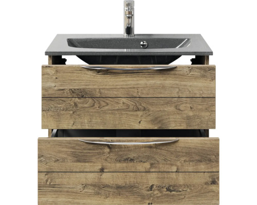 Meuble sous-vasque avec lavabo et deux tiroirs en design bois